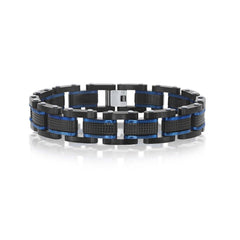 Stainless Steel Blue and Black Bracelet, 8.5