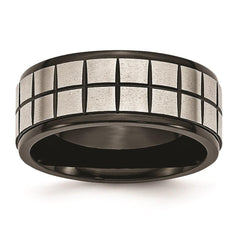 Stainless Steel Brushed & Black IP-plated 9mm Band