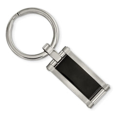 Stainless Steel Brushed and Polished Black Acrylic Key Chain