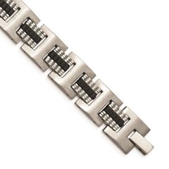 Stainless Steel Brushed and Polished Black IP-plated 8.75in Bracelet