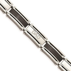 Stainless Steel Brushed and Polished Black IP-plated DAD Link Bracelet