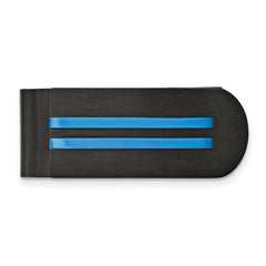 Stainless Steel Brushed and Polished Black/Blue IP-plated Money Clip