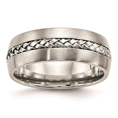 Stainless Steel Brushed and Polished Braided 8.00mm Band