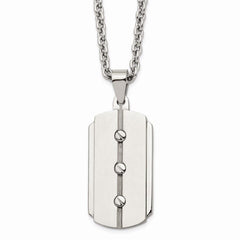 Stainless Steel Brushed and Polished Dog Tag Necklace