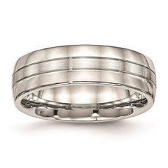 Stainless Steel Brushed and Polished Grooved 6.50mm Band