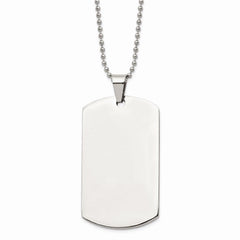 Stainless Steel Brushed and Polished Round Edge XLarge 4mm DogTag Necklace