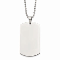 Stainless Steel Brushed & Polished Rounded Edge 2mm Thick Dog Tag Necklace