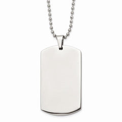 Stainless Steel Brushed & Polished Rounded Edge 4mm Thick Dog Tag Necklace