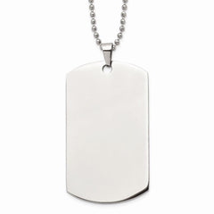 Stainless Steel Brushed & Polished Rounded Edge XLarge 2mm Dog Tag Necklace