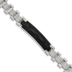 Stainless Steel Brushed and Polished Solid Carbon Fiber Inlay 8.25in Bracel