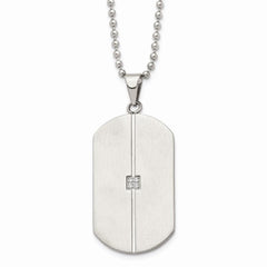 Stainless Steel Brushed and Polished w/CZ Necklace