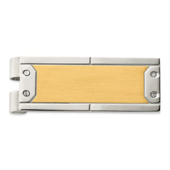 Stainless Steel Brushed and Polished Yellow IP-plated Money Clip
