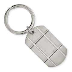 Stainless Steel Brushed Grooved Key Chain
