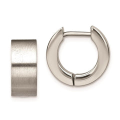 Stainless Steel Brushed Round Hinged Hoop Earrings