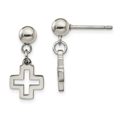 Stainless Steel Cross Post Dangle Earrings