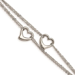 Stainless Steel Cutout Hearts 7in Bracelet