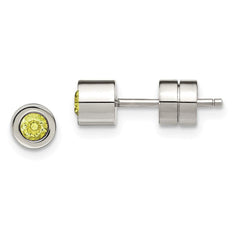 Stainless Steel CZ August Birthstone Polished Post Earrings