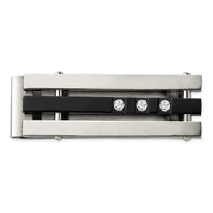 Stainless Steel CZ Black IP-plated Polished Money Clip