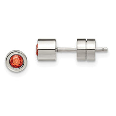 Stainless Steel CZ July Birthstone Polished Post Earrings