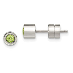 Stainless Steel CZ May Birthstone Polished Post Earrings