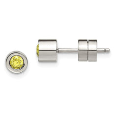 Stainless Steel CZ Nov Birthstone Polished Post Earrings