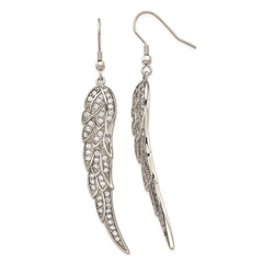 Stainless Steel CZ Shepherd Hook Dangle Earrings
