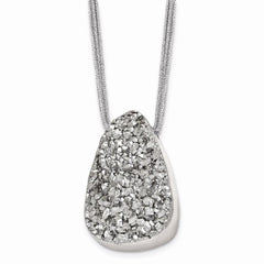 Stainless Steel Druzy Agate Polyester Cord Necklace