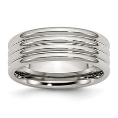 Stainless Steel Grooved 8mm Polished Band