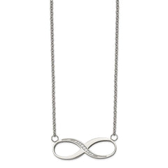Stainless Steel Infinity Polished CZ Necklace