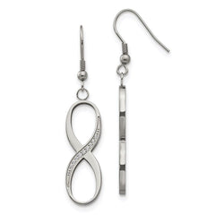 Stainless Steel Infinity Polished CZ Shepherd Hook Earrings