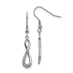 Stainless Steel Infinity Symbol with CZs Shepherd Hook Earrings