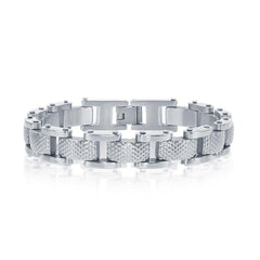 Stainless Steel Linked Grid Design Bracelet, 8.5