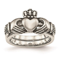 Stainless Steel Love, Loyalty, Friendship Claddagh Double Hinged Ring