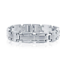 Stainless Steel Matte and Polished Linked Bracelet, 8.5