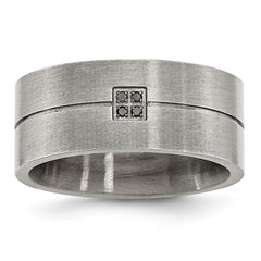Stainless Steel Matte Black Diamond Band