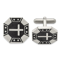 Stainless Steel Matte Black IP-plated Cross Cufflinks