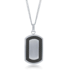 Stainless Steel Matte Carbon Fiber Border Dog Tag with Chain
