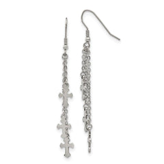 Stainless Steel Multi Strand Cross Dangle Shepherds Hook Earrings