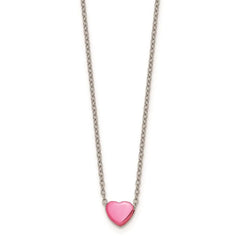 Stainless Steel Pink IP-plated Polished Heart Necklace