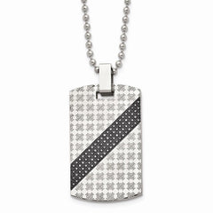 Stainless Steel Polished 1/2ct tw. Diamond Dog Tag Necklace