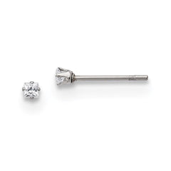 Stainless Steel Polished 2mm Square CZ Stud Post Earrings