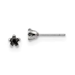 Stainless Steel Polished 4mm Black Star CZ Stud Post Earrings