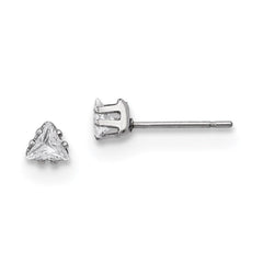 Stainless Steel Polished 4mm Triangle CZ Stud Post Earrings