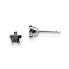 Stainless Steel Polished 5mm Black Star CZ Stud Post Earrings