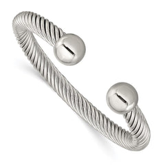 Stainless Steel Polished 7.3mm Cuff Bangle