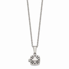Stainless Steel Polished and Antiqued Magnetic Square Necklace