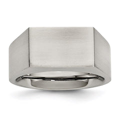 Stainless Steel Polished and Brushed Signet Ring