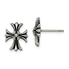 Stainless Steel Polished and Enamel Cross Post Earrings