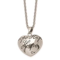 Stainless Steel Polished and Enameled Hope Heart Necklace