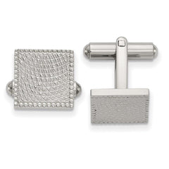 Stainless Steel Polished and Textured Square Cuff Links